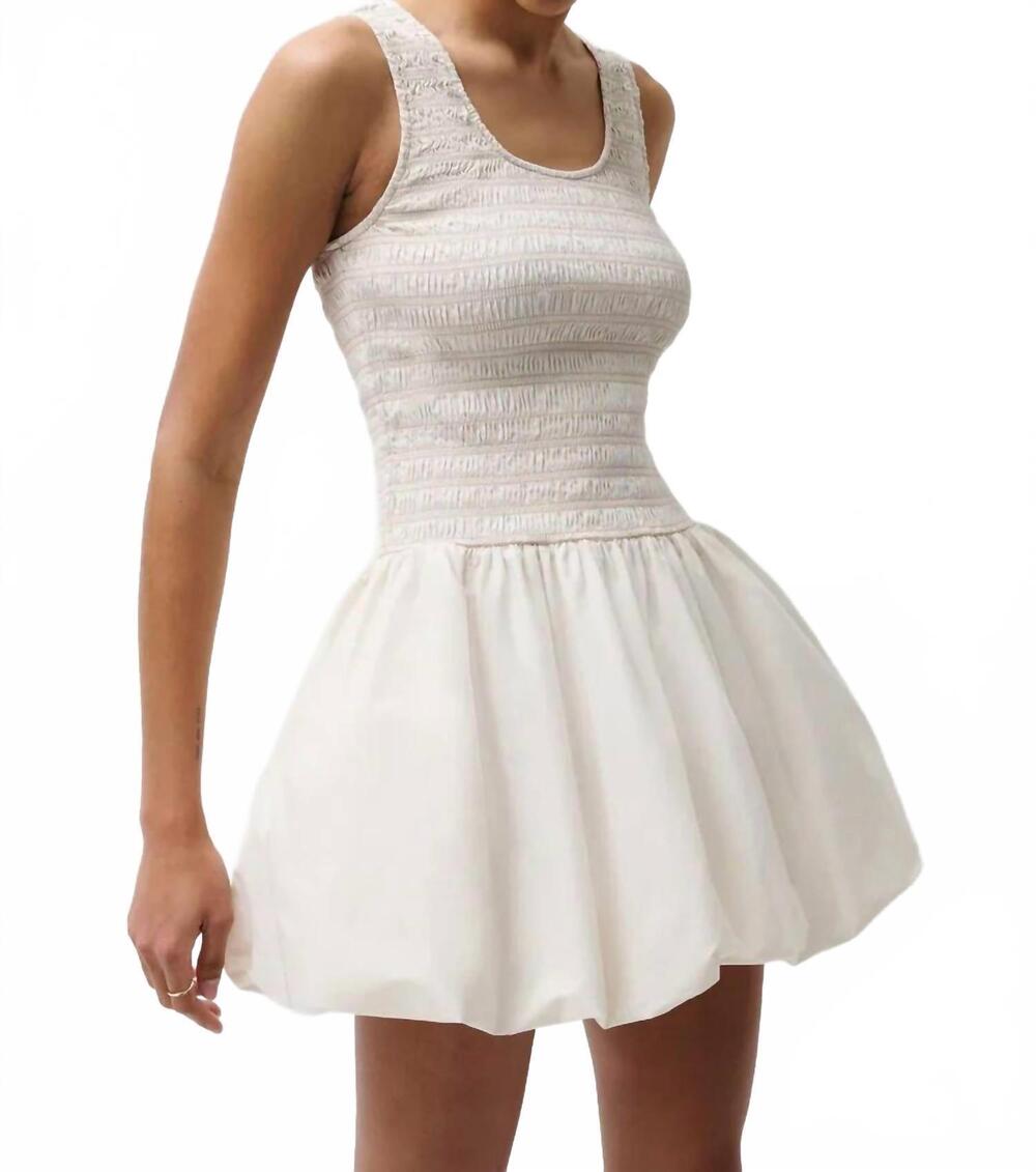 NEW PISTOLA ilona bubble hem dress in soft white